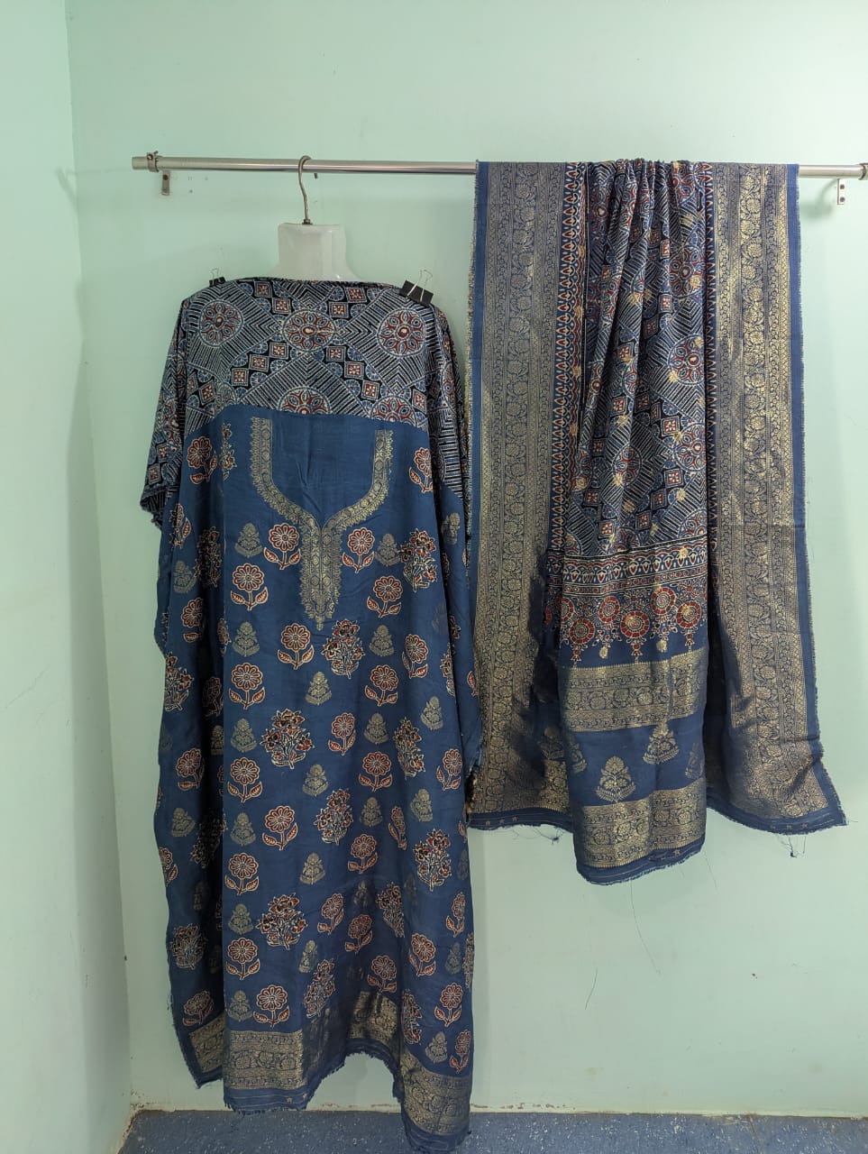 Dola Silk Ajrakh Hand Block 2 pc Suits