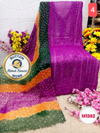 Georgette Hand Embroidered Suit with button mukesh benazir work