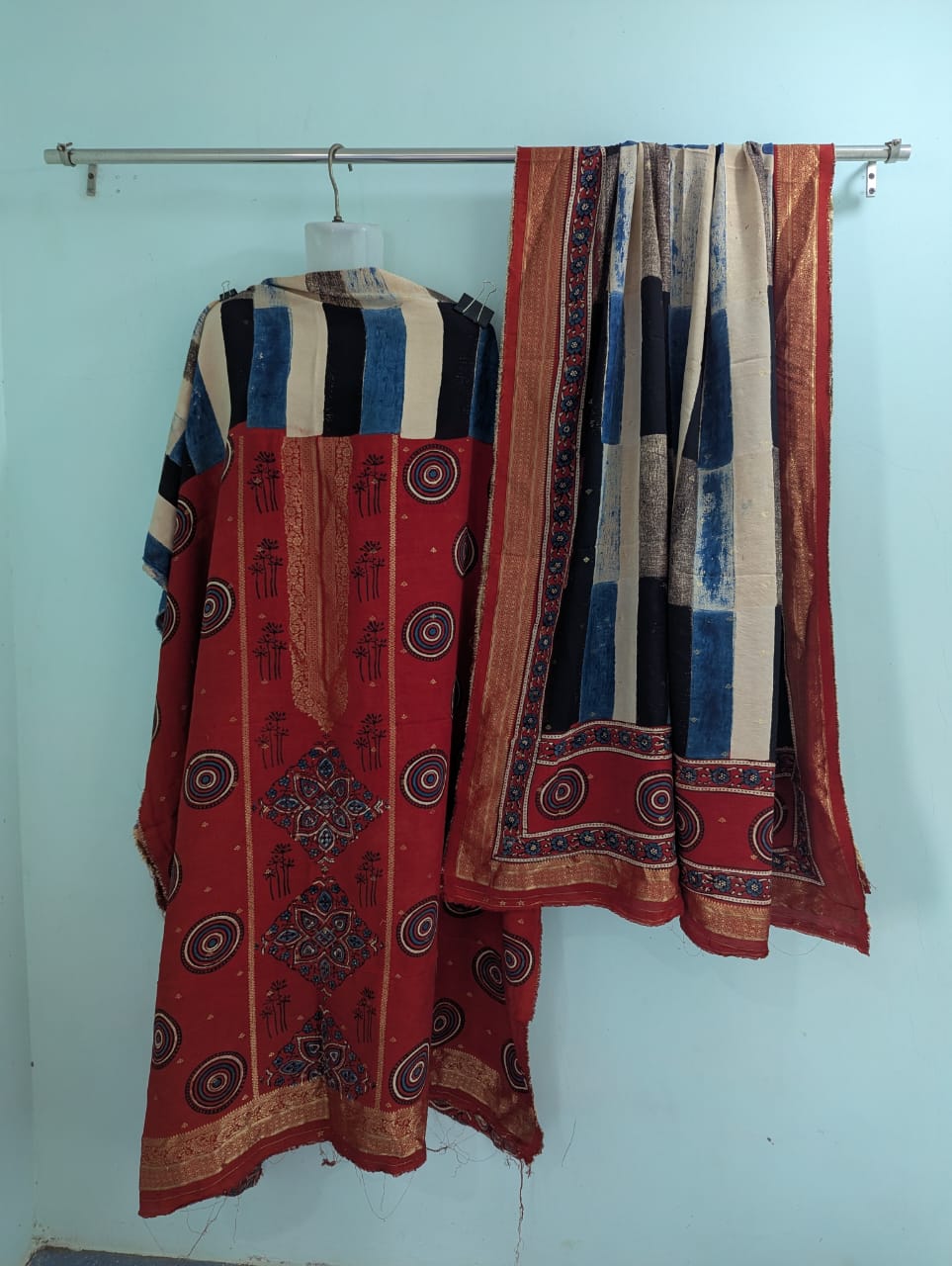 Dola Silk Ajrakh Hand Block 2 pc Suits