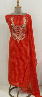 Beautiful handwork on finest georgette lehriya Suit