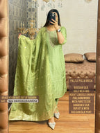 Russian Silk with Gold Weaving Heavy Zardozi Dabka work