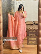 Russian Silk with Gold Weaving Heavy Zardozi Dabka work