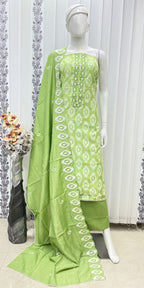 Muslin Suit with embroidery and digital print