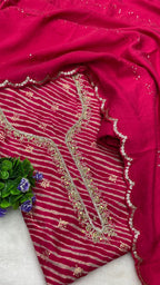 Muslin Suit with embroidery and digital print