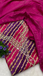 Muslin Suit with embroidery and digital print