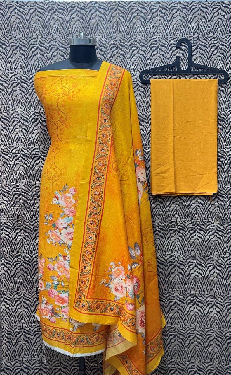 Mercirised Silk Maheshwari Printed Suit