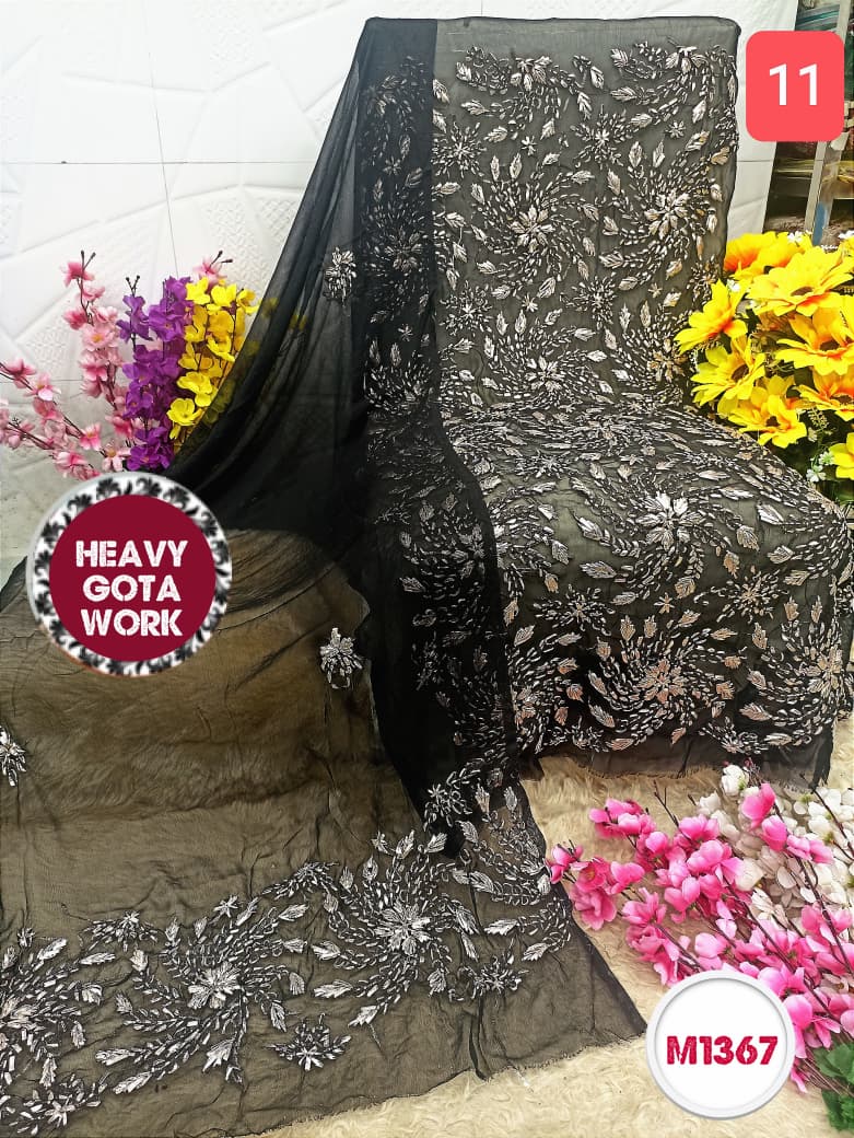 Georgette unstitched with Barik Gota Embroidery