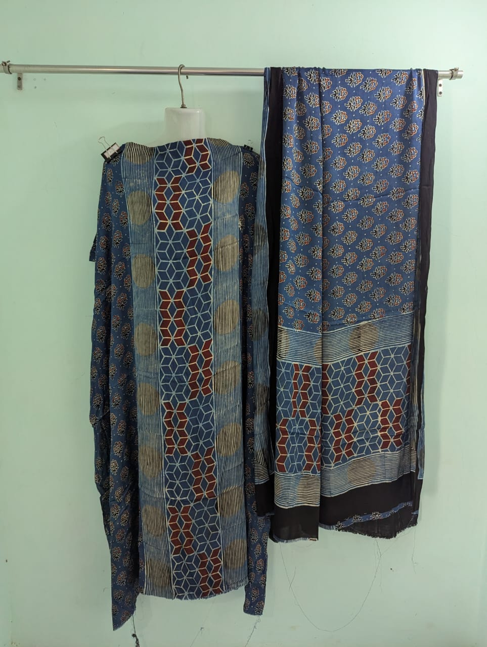 Dola Silk Ajrakh Hand Block 2 pc Suits