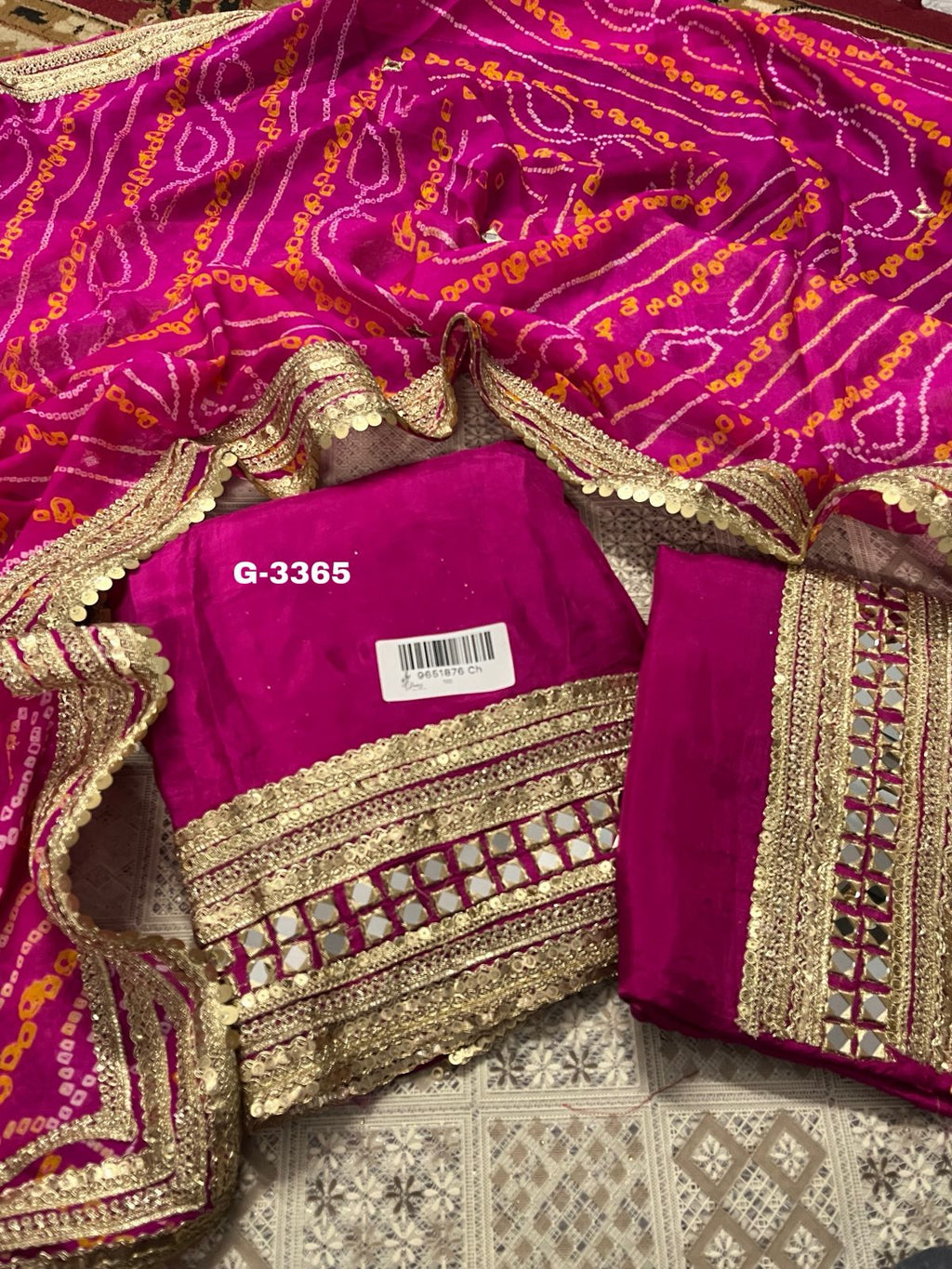 Beautiful Upada Silk Unstitched with sequins and zari embroidery