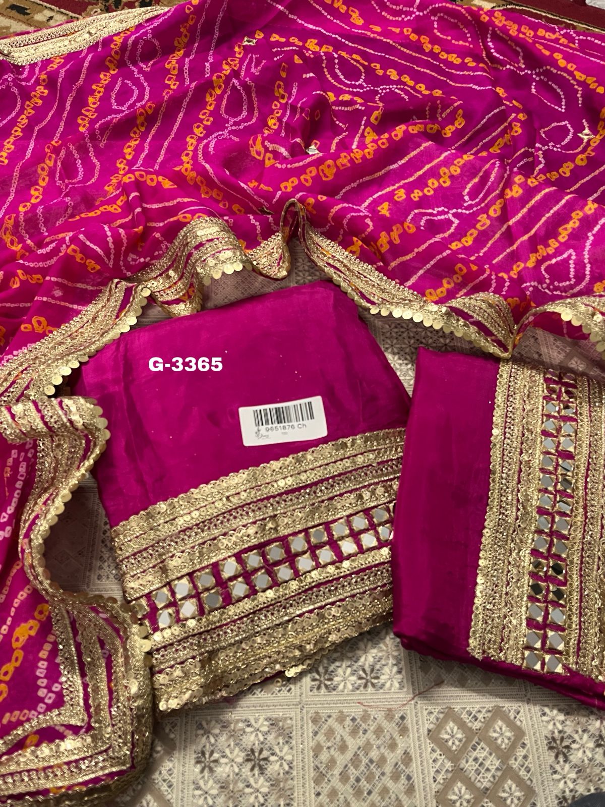 Beautiful Upada Silk Unstitched with sequins and zari embroidery