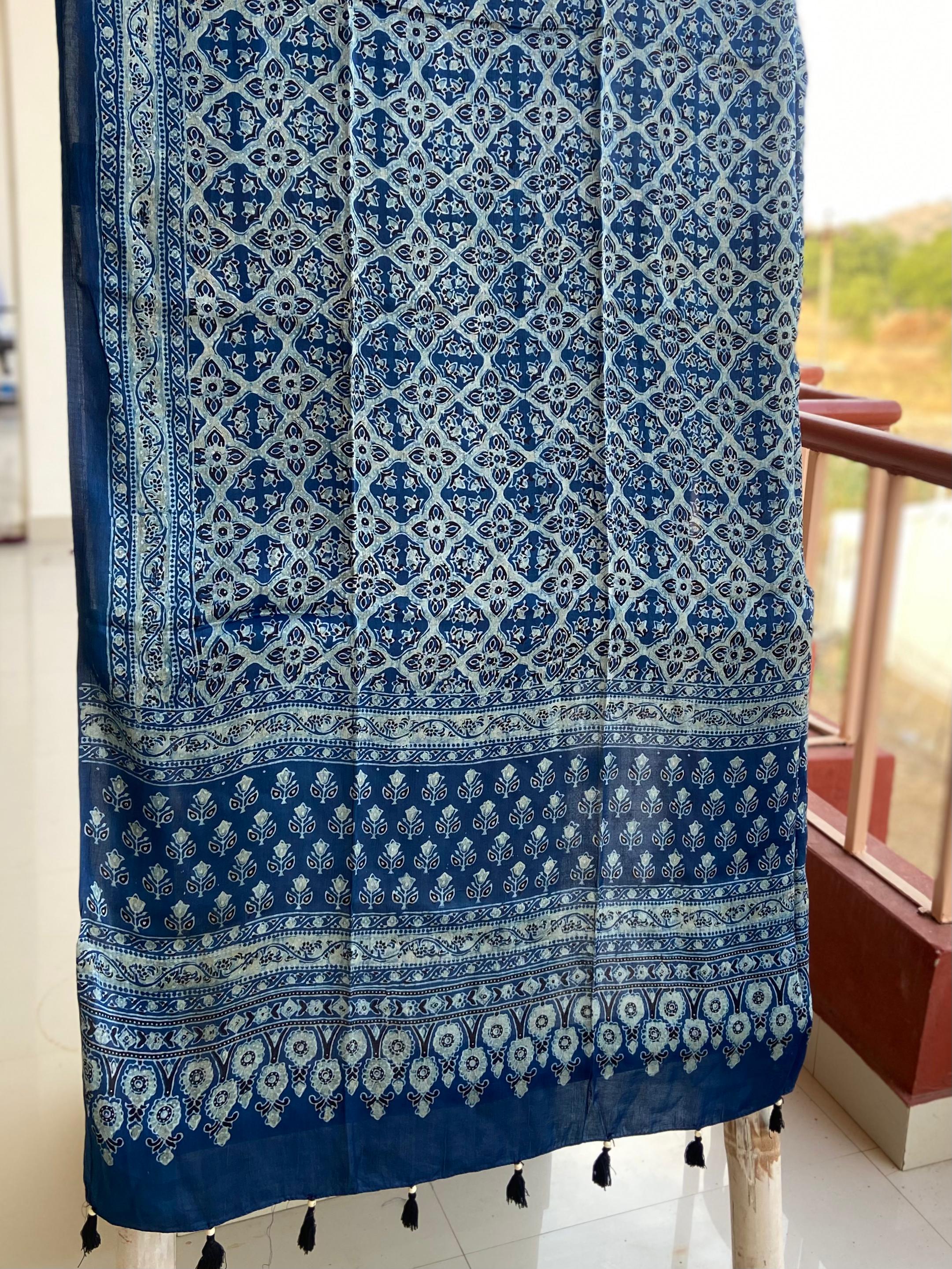 Ajrakh Handblock Modal Silk Dupattas