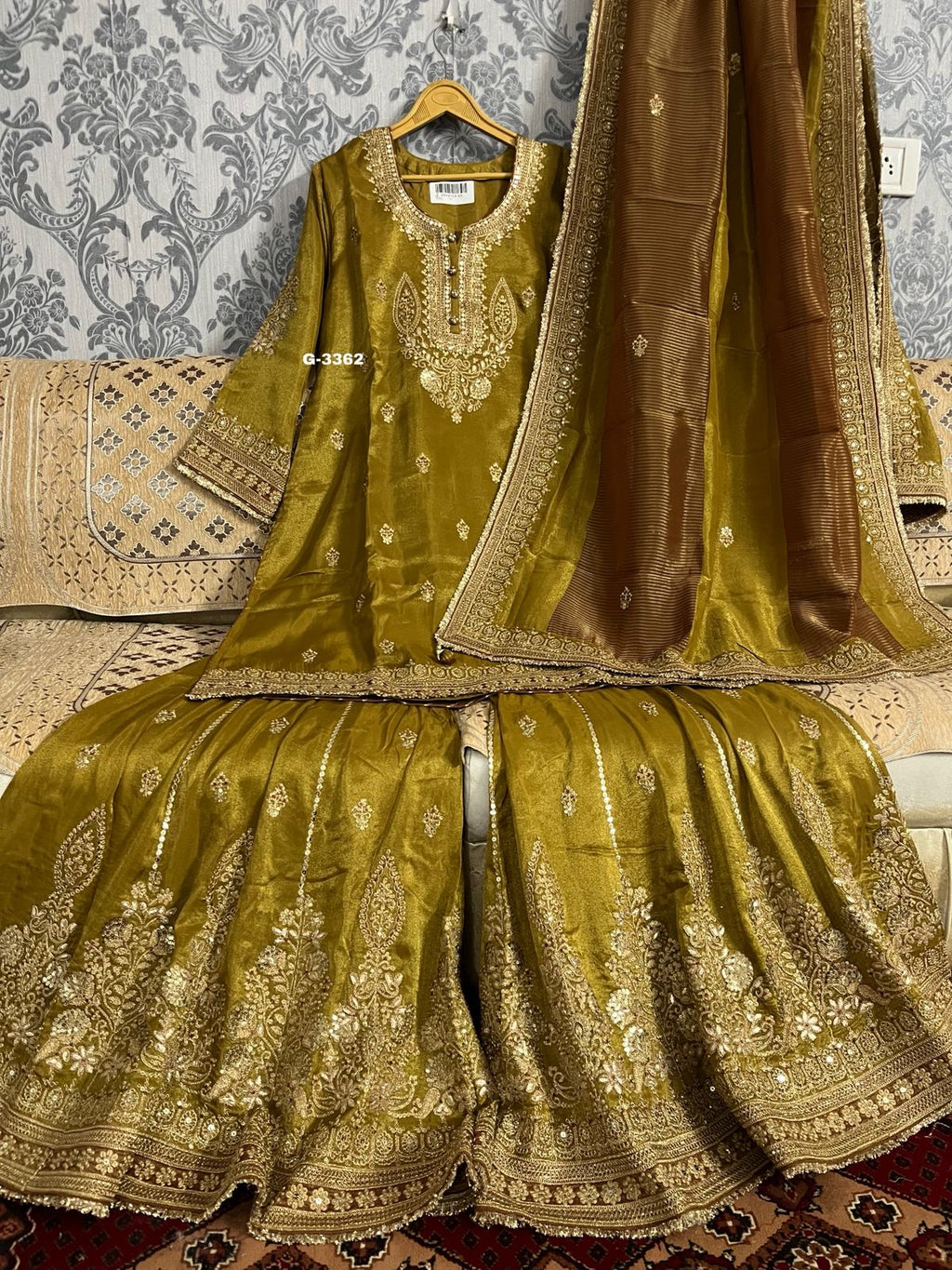 Shimmer Silk Stitched Garara set with sequins gota doriya work