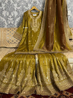 Shimmer Silk Stitched Garara set with sequins gota doriya work