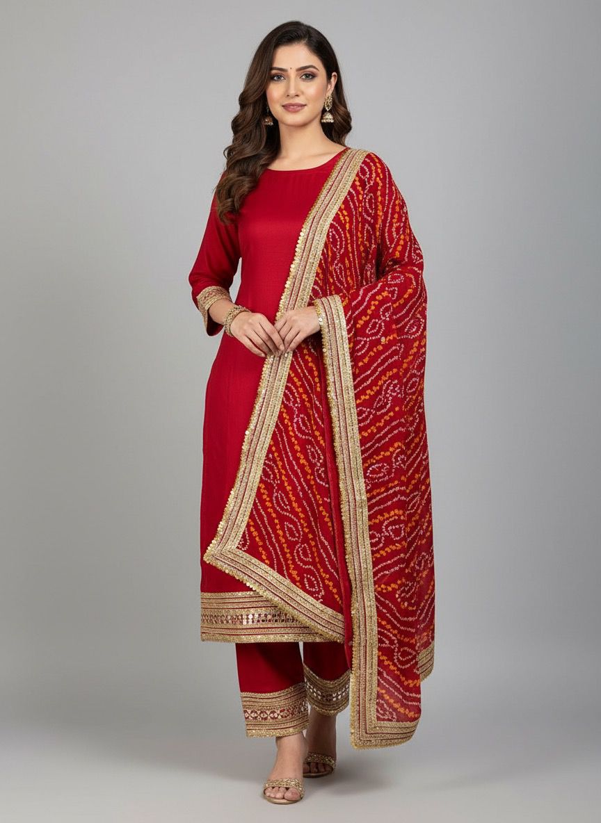 Beautiful Upada Silk Unstitched with sequins and zari embroidery