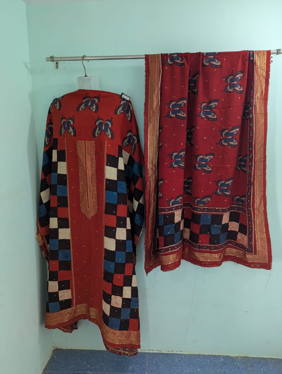 Dola Silk Ajrakh Hand Block 2 pc Suits