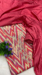 Muslin Suit with embroidery and digital print