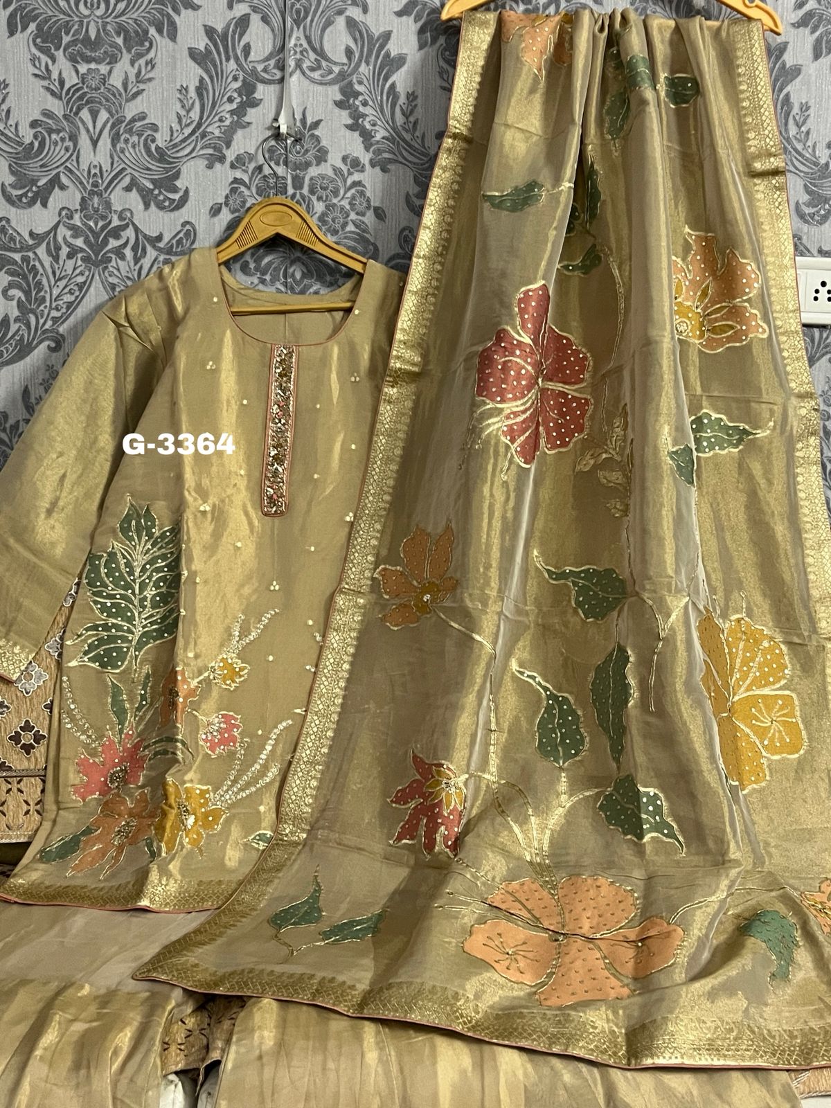 Tissue Benarsi Stitched Garara Set