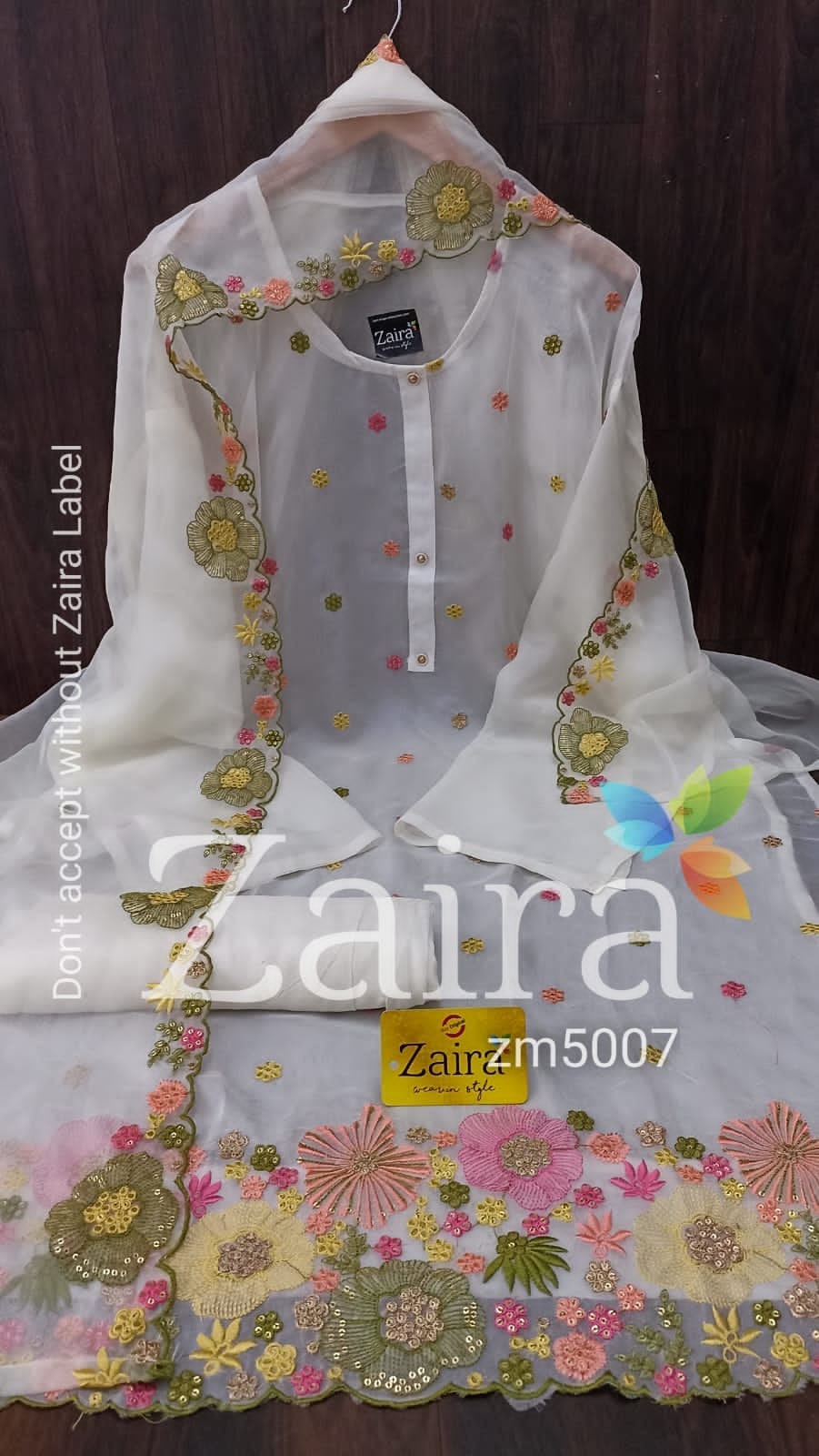Organza semi-stitched with beautiful embroidery