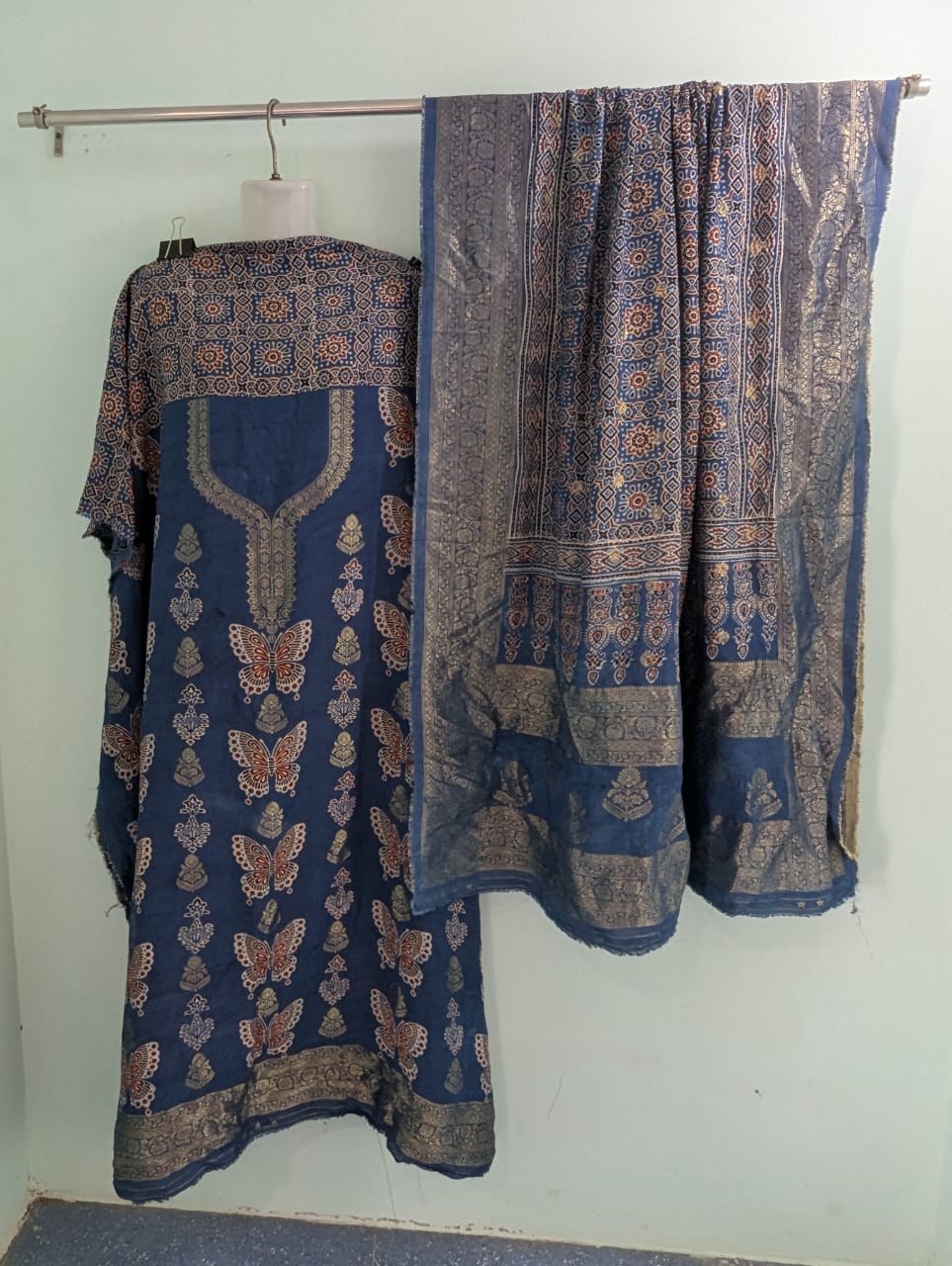 Dola Silk Ajrakh Hand Block 2 pc Suits