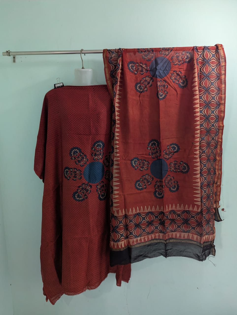 Dola Silk Ajrakh Hand Block 2 pc Suits