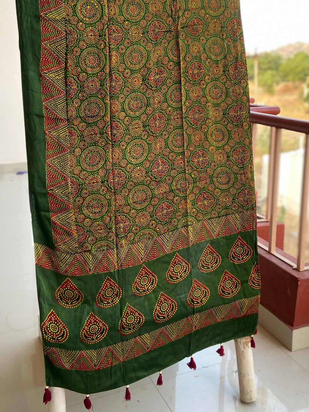 Ajrakh Handblock Modal Silk Dupattas