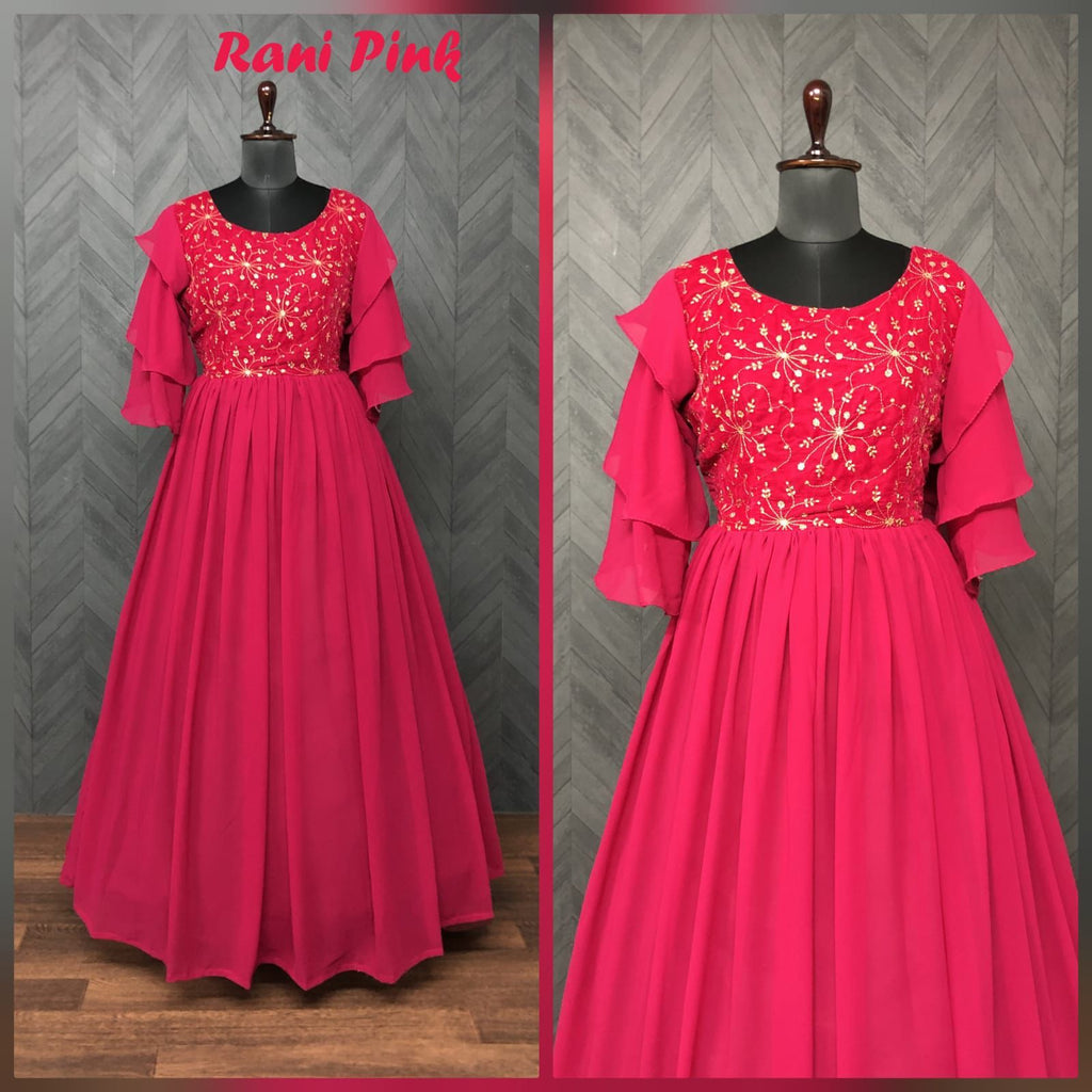 Unique Velvet n Blooming Georgette Gown