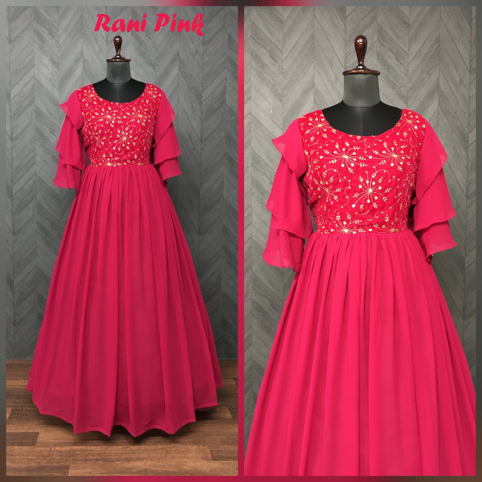 Unique Velvet n Blooming Georgette Gown