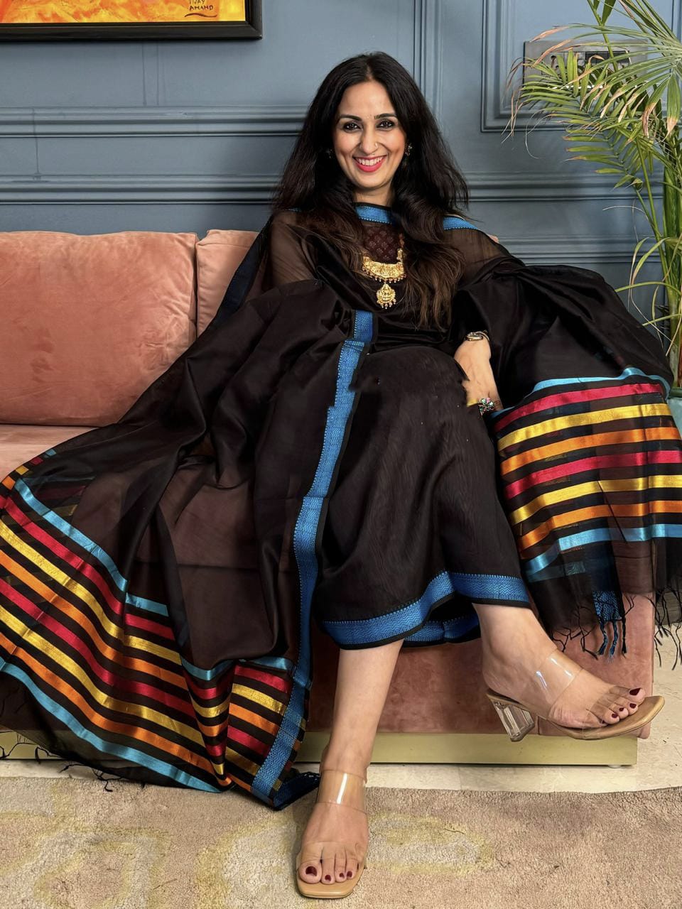 Beautiful Hand Woven Maheshwari Silk Cotton Fabric