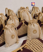 Rattan Leatherette Basket and Potlis