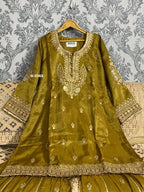 Shimmer Silk Stitched Garara set with sequins gota doriya work