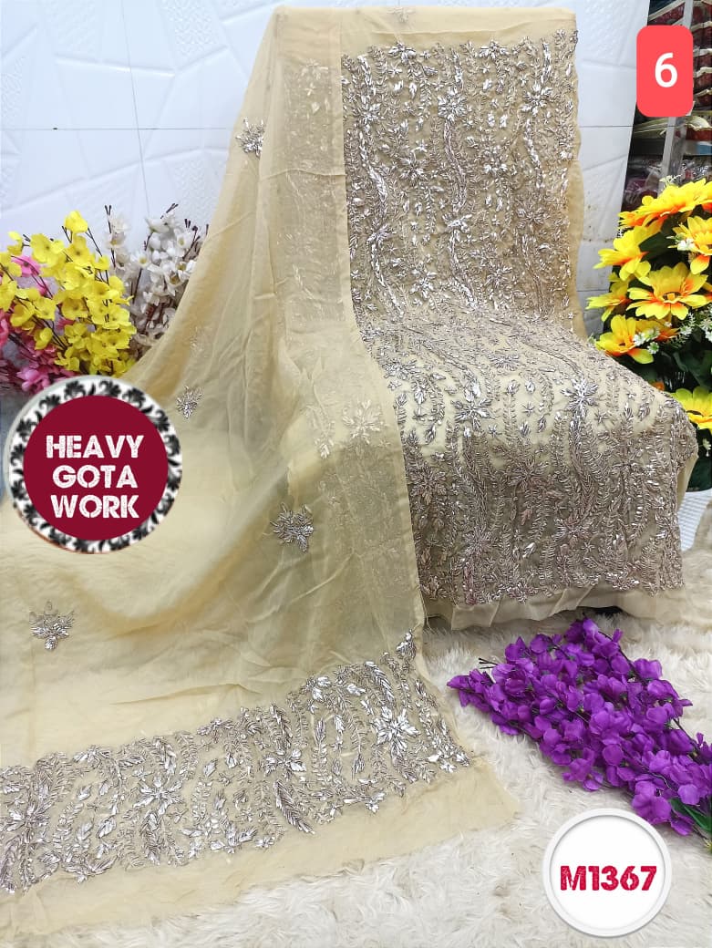 Georgette unstitched with Barik Gota Embroidery