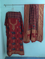 Dola Silk Ajrakh Hand Block 2 pc Suits