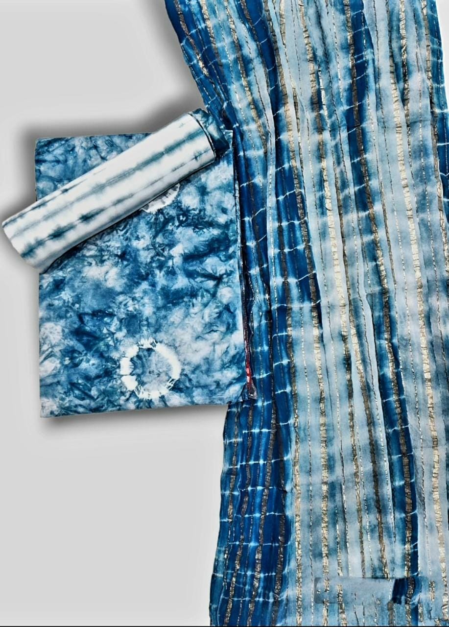 Tie n Dye Rayon Cotton Dress Material