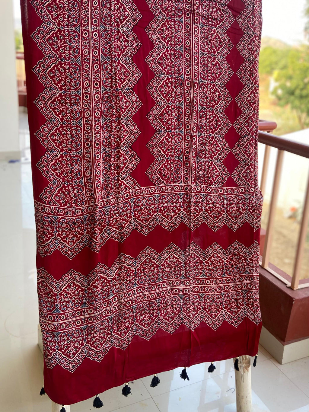 Ajrakh Handblock Modal Silk Dupattas