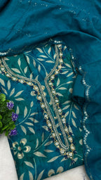 Muslin Suit with embroidery and digital print