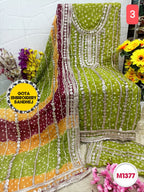 Georgette Bandhni heavy gota patti embroidery suit