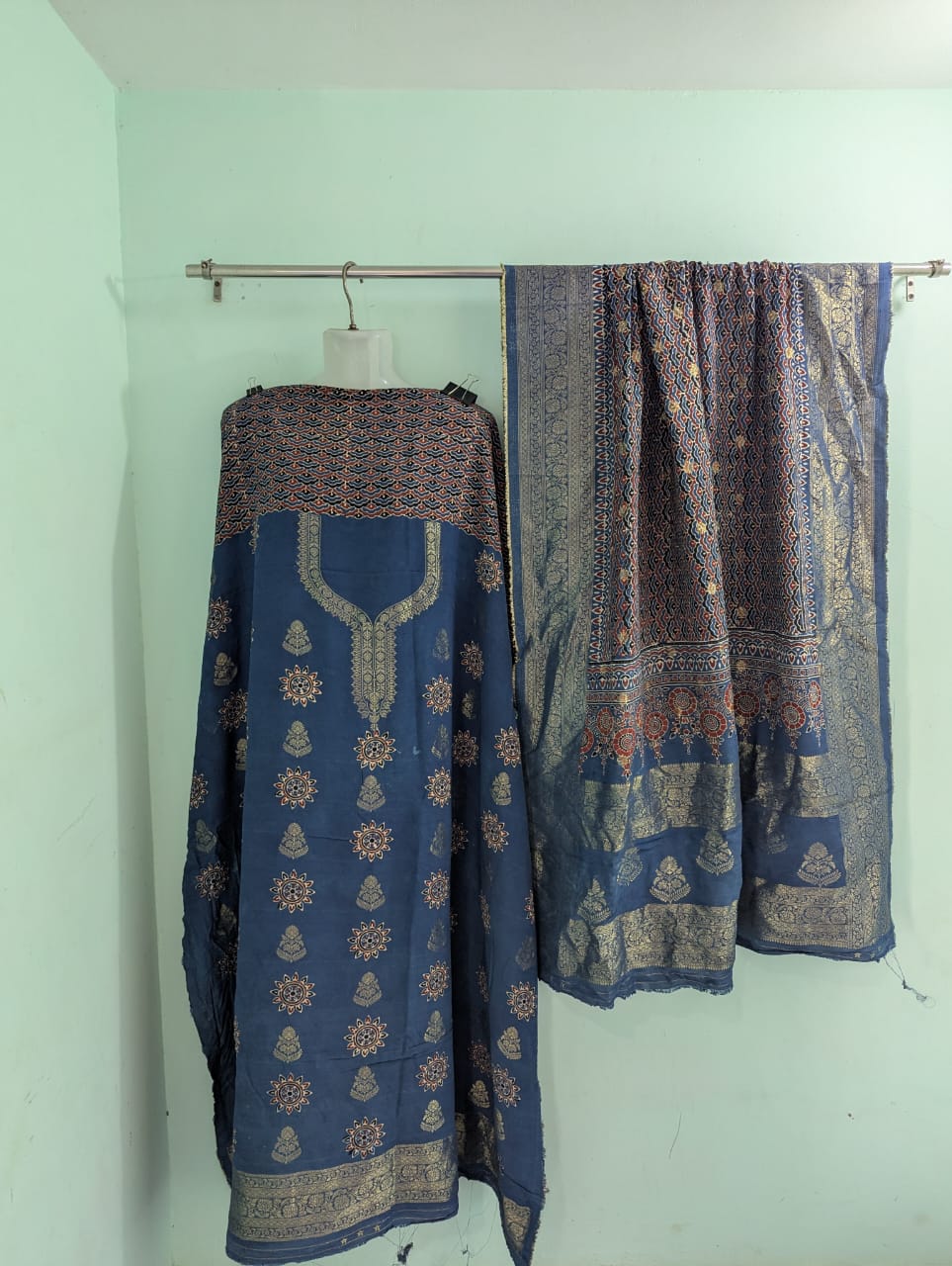 Dola Silk Ajrakh Hand Block 2 pc Suits