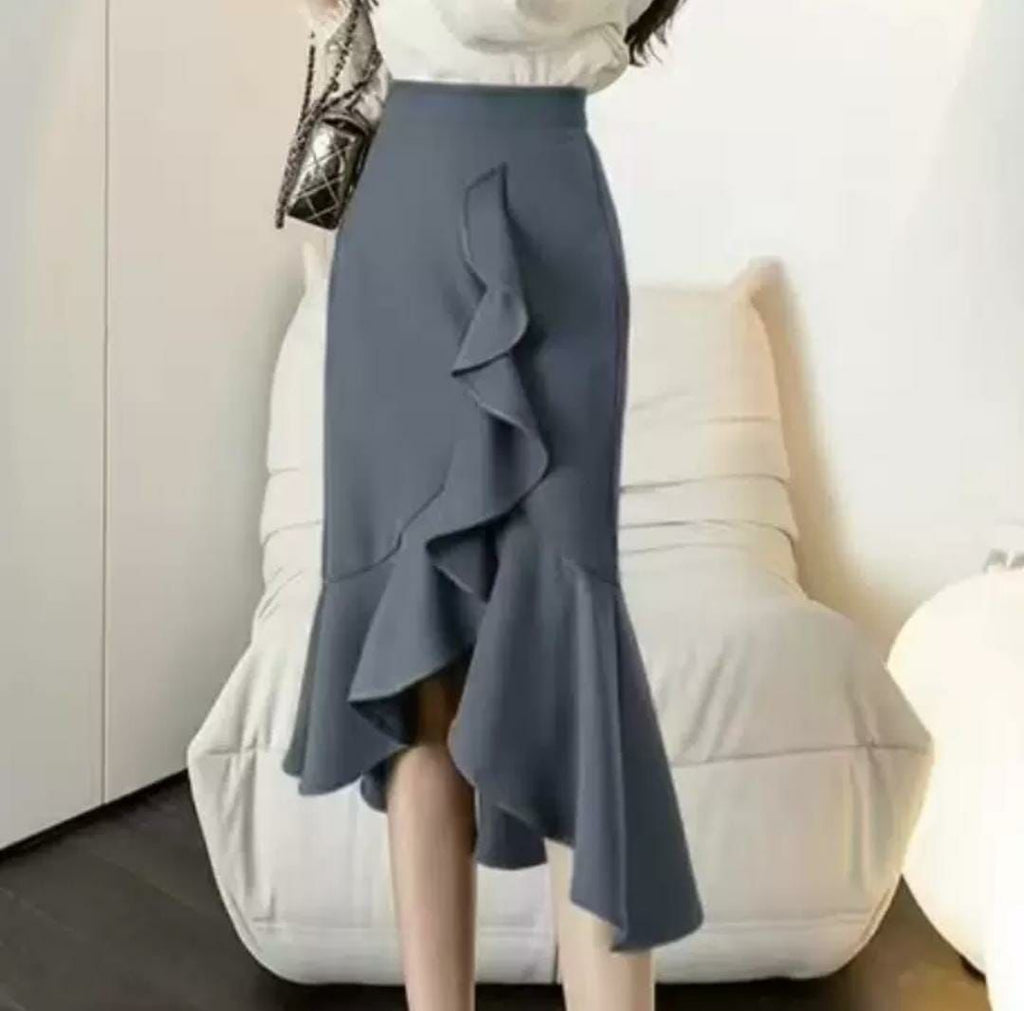 Fishtail Knitted Ruffled Skirt