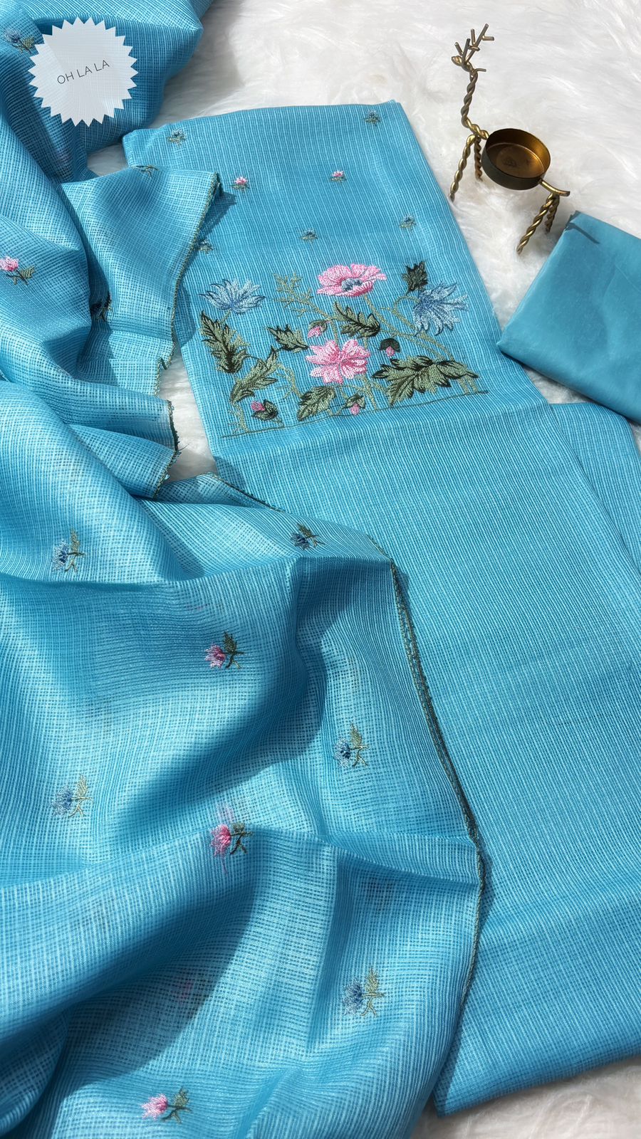 Cotton top with embroidery matching kota dupatta with silk bottom