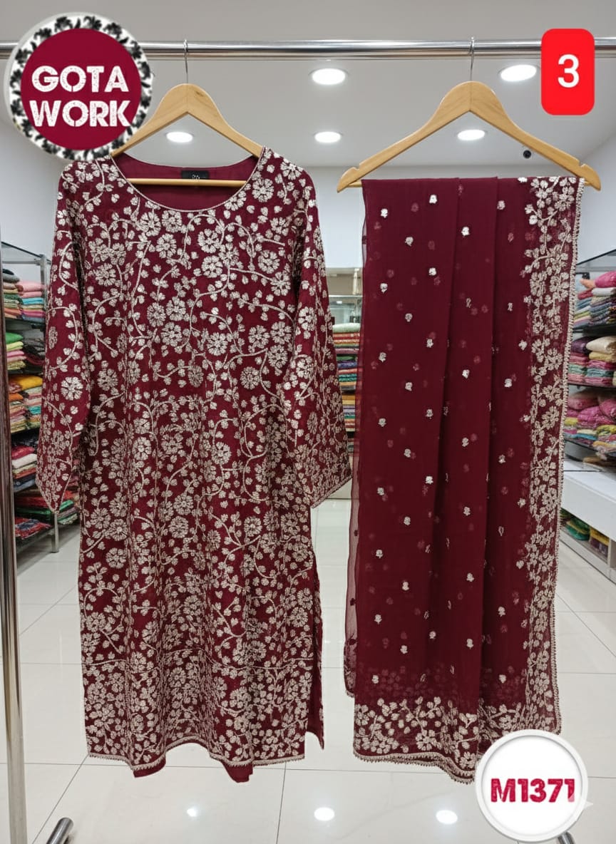 Georgette Chiffon heavy gota patti embroidery suit