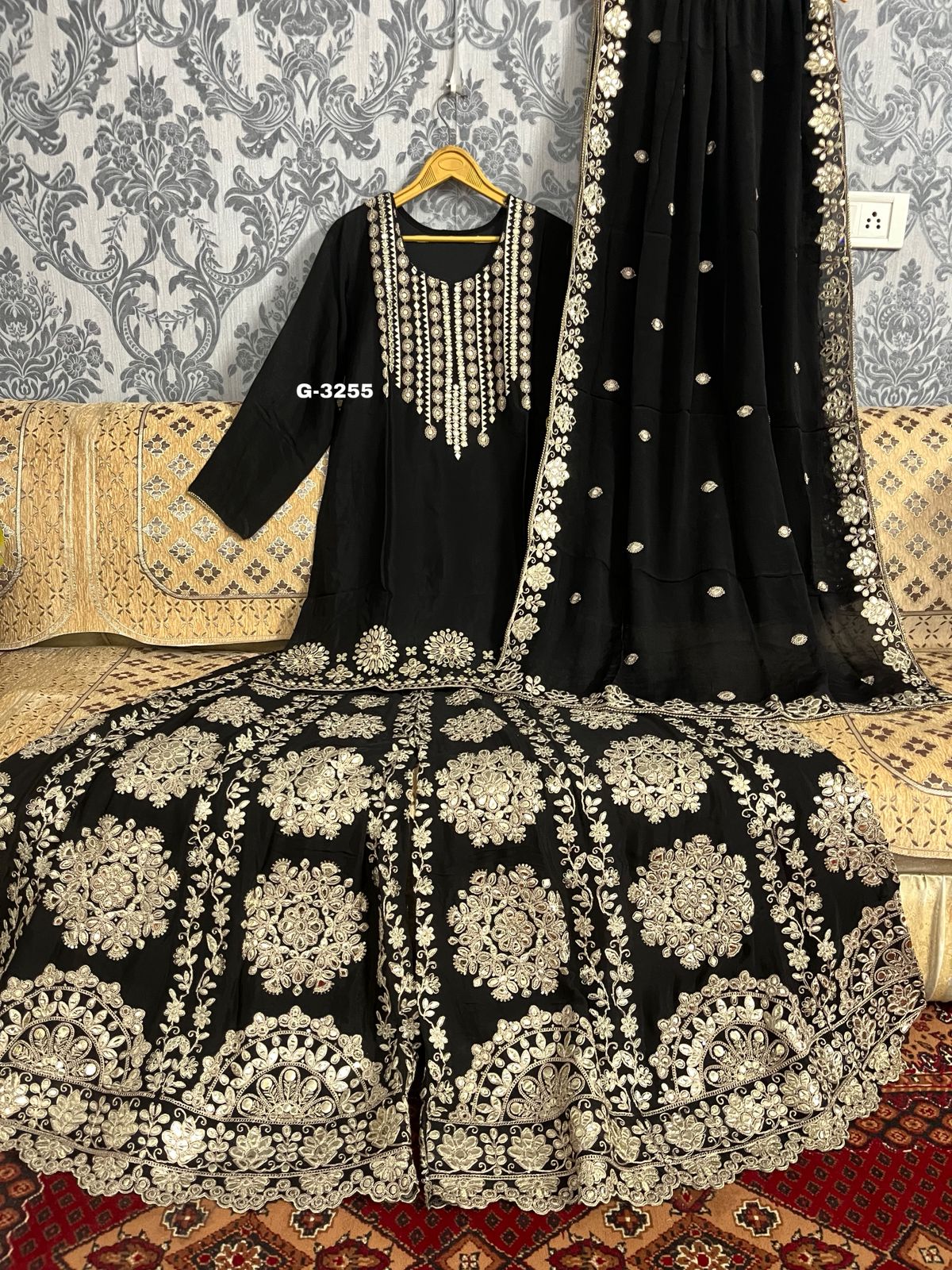Chinnon Garara Set with patra gota zari work