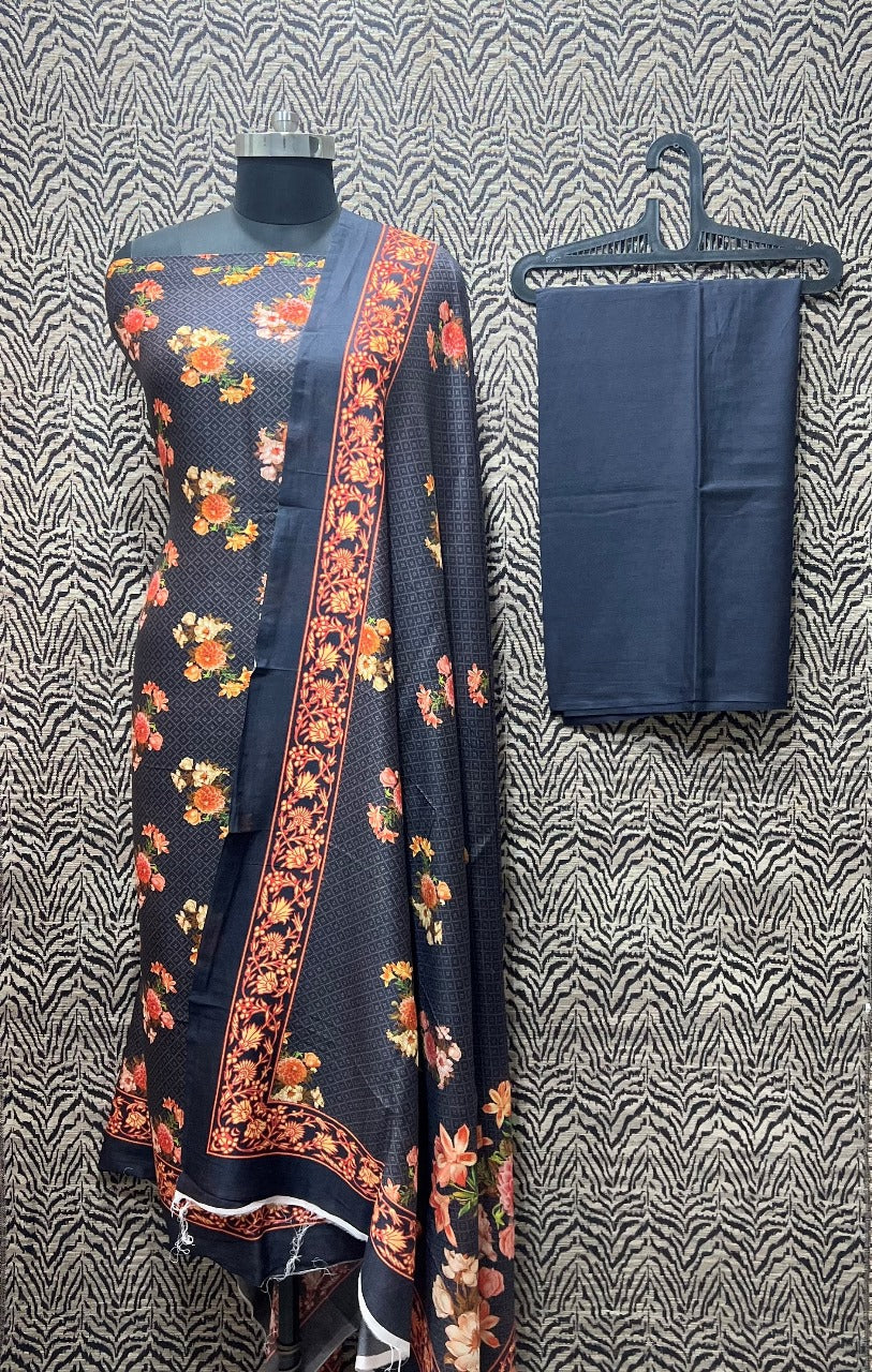 Mercirised Silk Maheshwari Printed Suit