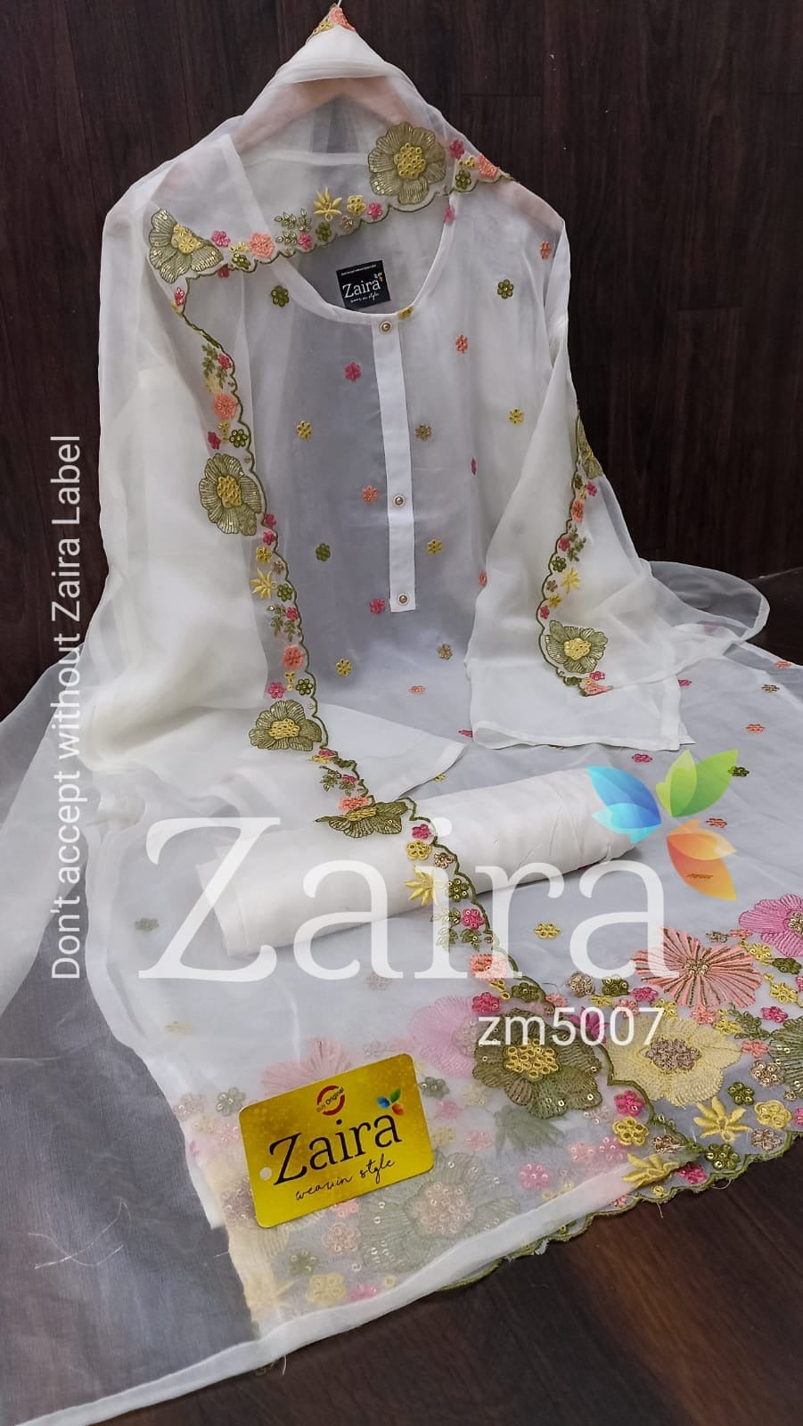 Organza semi-stitched with beautiful embroidery