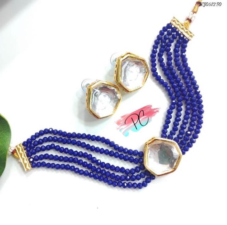 Crystal Moti Kundan Choker Sets