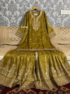 Shimmer Silk Stitched Garara set with sequins gota doriya work