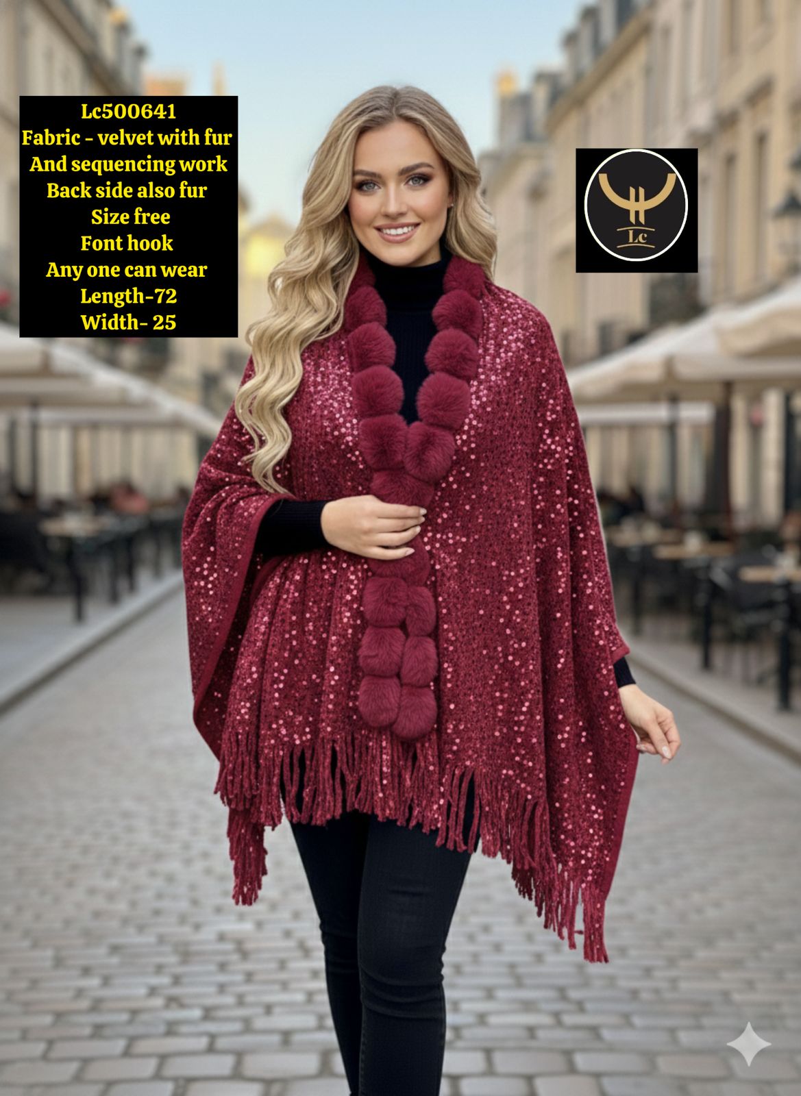 Velvet Stole/Ponchos with Sequins
