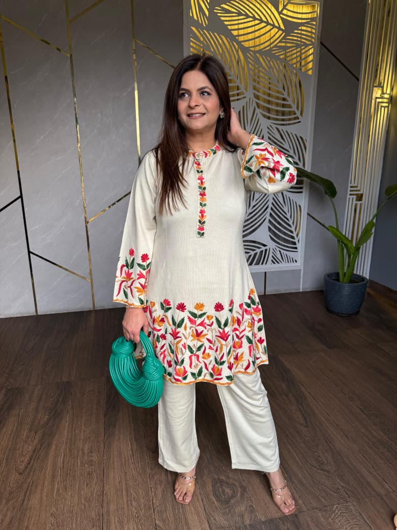 Premium Woolen Co-ord Set with Kashmiri Embroidery