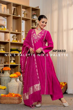 Premium Mul Chanderi 3 pc set