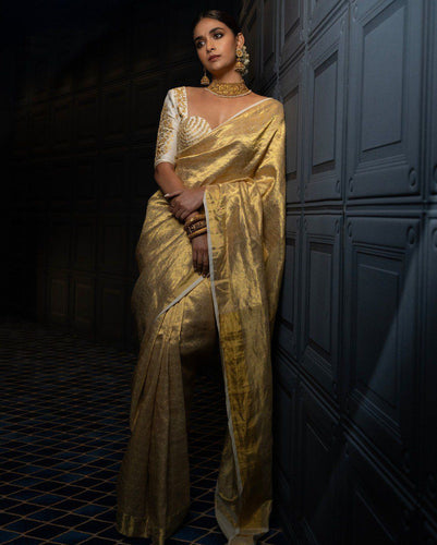 Golden Soft Tissue Saree
