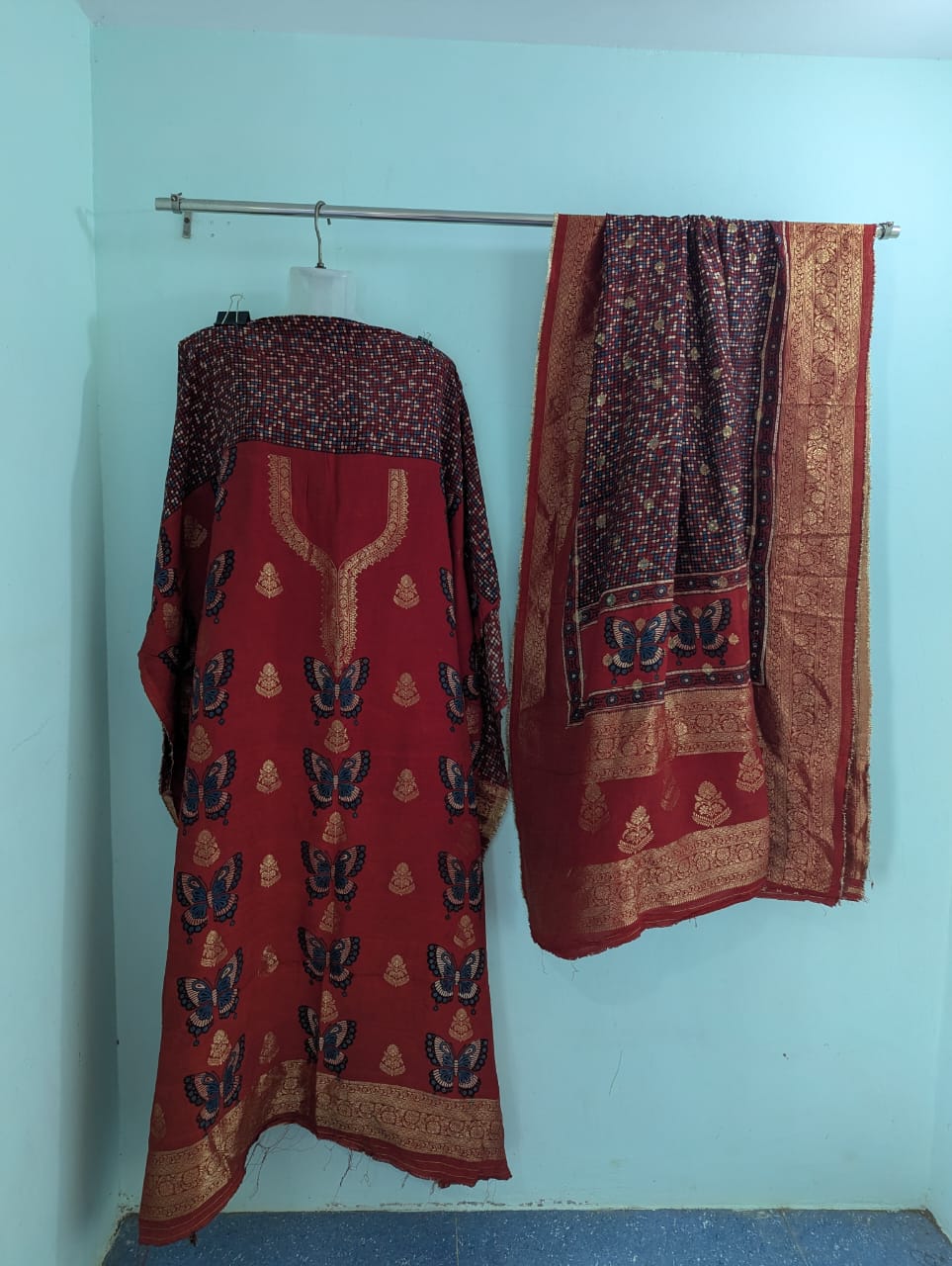 Dola Silk Ajrakh Hand Block 2 pc Suits